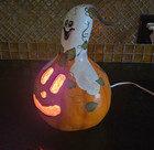 Vintage Gourd Jack O Lantern Ghost Lighted Halloween Pumpkin 12  Handpainted