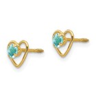 Madi K Kid s  Earrings 14k Yellow Gold  3 Mm Aquamarine Heart Post Button
