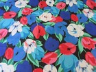 Blue  pink    White Tulips Cotton Fabric On Black  Cranston Printworks 1 8 Yards