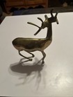 Vintage Mcm Brass Deer Figurine 8    Tall Buck Stag Figure Decor