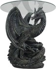 Medieval Dragon Pedestal Table Fantasy Collectible Resin Sculpture Statue Home