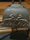 Antique Bronze Elephant Temple Bell With Metal And Wood Stand