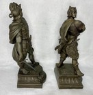 Large Antique French Spelter Renaissance Warrior Swordsman Statues Pair C1890