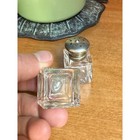 Vintage Mini Cube Glass Salt   Pepper Shakers Silver Tone Lids Small Set