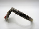 Vintage Sterling Silver Red Coral Cuff Bracelet Southwestern Leaf Design