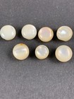 Vintage Round White Diminutive Glass Buttons  7 Pcs    11-13mm 