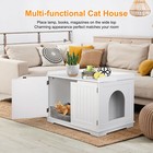 Cat Litter Box Enclosure Furniture Cat Washroom Hidden Litter Box Cabinet White
