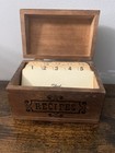 Vintage Wood Recipes Box With Dividers   Hinged Farmhouse Recipe Storage