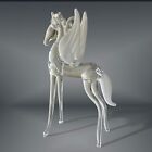 Vintage Hand Blown Art Glass Pegasus Winged Horse Clear Figurine Ornament 5 5   