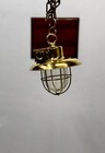 Old Brass Maritime Deco Nautical Hanging Pendant Light Fixture With Shade Lot 2