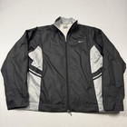 Nike Jacket Boys Youth Medium Black Gray Windbreaker Full Zip Swoosh Logo