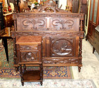 French Antique Carved Chestnut Britany Full Size  Bed   Nightstand   Bedroom Set