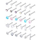 30pcs Nose Rings Bone Stud Pin Cz 20g 316l Stainless Steel Body Piercing Jewelry