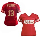 Glitter 49ers Football Jersey  Brock Purdy  Black Red Gold New Ladies Shirt