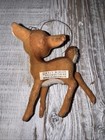 Vtg Plastic Bambi Christmas Ornament Walt Disney Productions Flocked Hong Kong