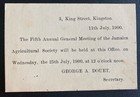 1900 Kingston Jamaica Postcard Cover Locally Used Agricultural Society