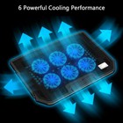 Usb Laptop Cooling Pad Stand Notebook Pc Quiet Cooler 6 Fan Blue Led For 11 -17 