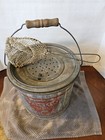 Vintage Galvanized Minnow Pale Bucket Bait Falls City No 7810 Dip Net Anglers
