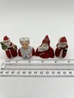 Vtg Set Enesco Porcelain Bisque Christmas Thimbles Decorations Santa   Mrs Claus