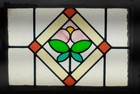 Pretty Floral Midsize Old English Leaded Stained Glass Window 24 x 17 1 4 