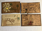 4 Antique Leather Postcards Early 1900s Various Themes And Postmarks Lot   9 
