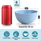 Unbreakable Cereal Bowls Set Of 6  24 Oz Made From Wheat Large  Blue Series 