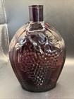 Clevenger Bro Hand Blown Glass Works Amethyst Purple Bottle Eagle Grapes Vtg