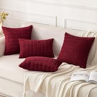 Christmas Corduroy Decorative Throw Pillow 18  X 18   pack Of 2  Burgundy