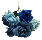 Mixed Blue Rose Large Blooms 14  Bush Silk Flower Vase Home Yard Decor Us Bp2072