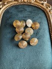 Lot Of 10 Vintage  Gold Tone Metal Buttons Lot Hypnotic Circles Pattern