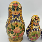 Vintage Russian Matryoshka Nesting Dolls Set Of 5 Hand Painted Gold Floral