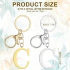 2pcs Initial Letter Keychain Letter C Keychain For Women Key Gold silver