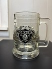 Oakland Raiders Glass Mug Nfl Vintage Retired Pewter Emblem Logo Football Rare