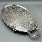 Vintage Silver Plate Footed Serving Tray Handles Ball Claw Feet Viners English A