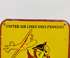 Vintage Pennzoil United Airlines Porcelain Enamel Metal Sign Size 10  X 7 