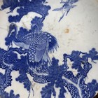 Antique Japanese Igezara Meiji Period Blue   White Porcelain Charger Plate Birds