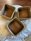 Set Of 3 Woven Storage Baskets With Wooden Bottoms