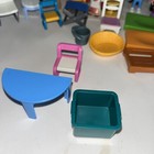 Playmobil People Figures  Lot Of 18   Chairs  Desk  Slide Pieces  Furniture