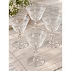 Vintage Etched Floral Sherbet Cocktail Goblets Set Of 4 Clear Glass 6 5 