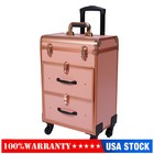 1 alu Travel Rolling Makeup Train Case Cosmetic Trolley Makeup Storage Organizer