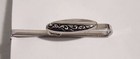 Vintage Foster Tie Bar Clip Clasp Stay Silver Tone Chrome Unique Design Oval