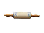 Antique Blue   White Stoneware Rolling Pin Wildflower Salt Glaze Wood Handles