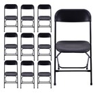 10 Pack Plastic Commercial Folding Chairs Stackable Picnic Party Black Home