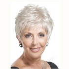 Women Silver White Short Layered Pixie Wigs Natural Fluffy Synthetic Full Wig