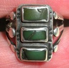 Antique Early Navajo Greasy Green Turquoise Sterling Silver Ring Size 6 Vafo