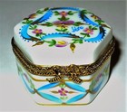 Limoges Box   Hexagon Floral   Ribbons   Pansy Flowers  paris Style  Decor Main