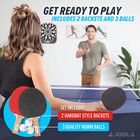 Essentials Duel 2-player Table Tennis Racket Set With 2 Ping Pong Paddles   3 Ba