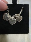 Silver Tone Cable Chain Heart Charm Pendant Necklace  Enamel Hearts  Toggle