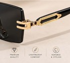 Rimless Square Sunglasses Men Black Lens Gold Frame Luxury Fashion Shades