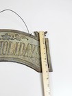 Vtg Heavy Cast Iron  happy Holidays  W bird Hanging Wall Sign 15 5 x8  Metal Euc